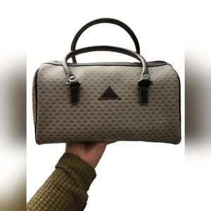 Vintage Liz Claiborne 1984 Navy Gray triangle logo hand bag